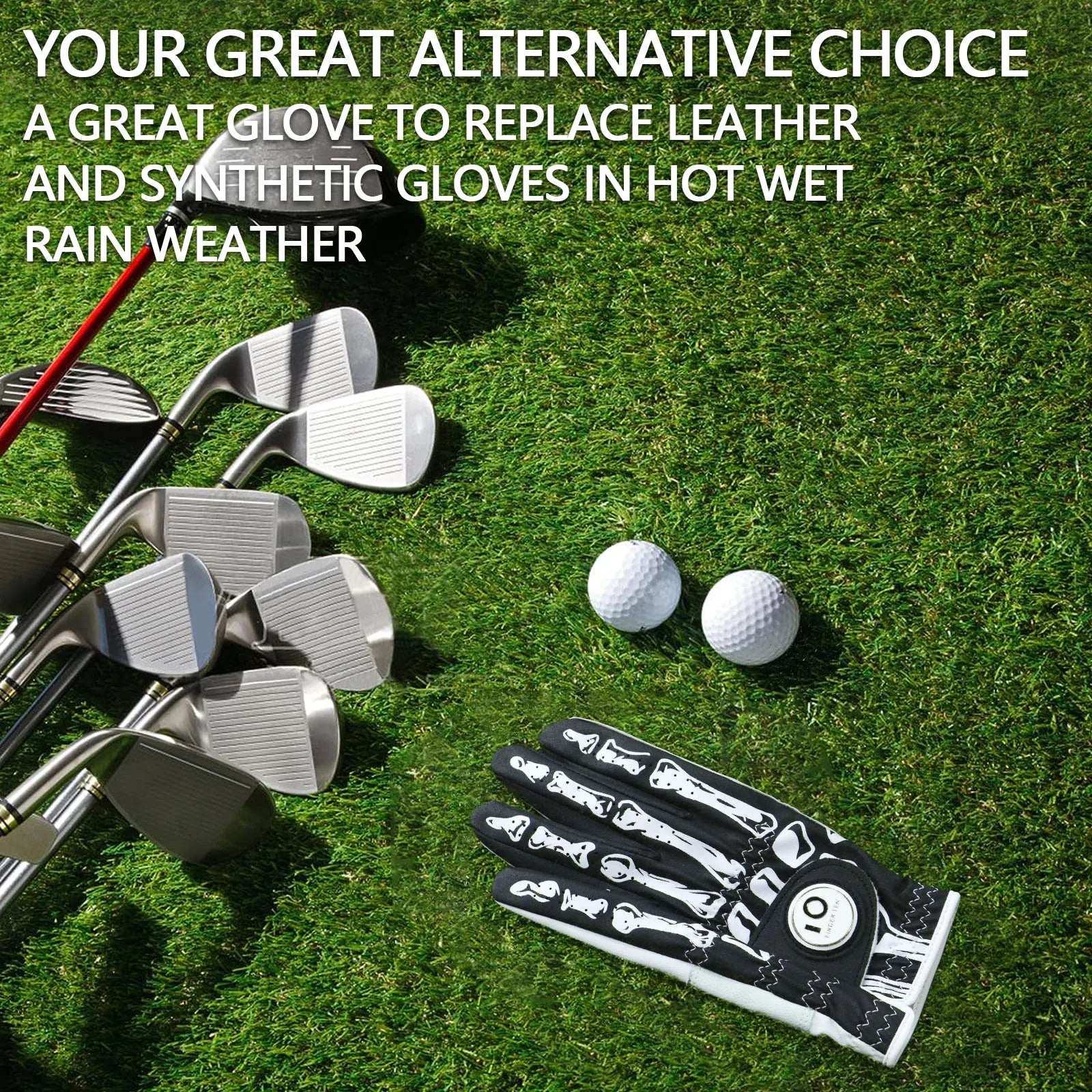 Golf Gloves Men Left Hand with Ball Marker 2/3 Pack, Mens Golf Glove All Weather Grip, Fit Size S M ML L XL