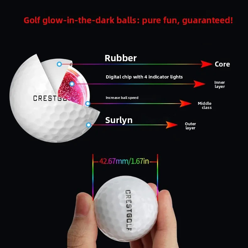 Luminescent Golf Balls Night Practice Durable Golf Ball Outdoor Training Portable LED Luminous Ball Professional Sport Equipment