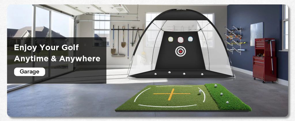 Golf Mat with Dual Turf | Golf Hitting Mat with Standing Guide-Line & Swing Path Line, 5x4ft Thickened Green Turf Practice Mats