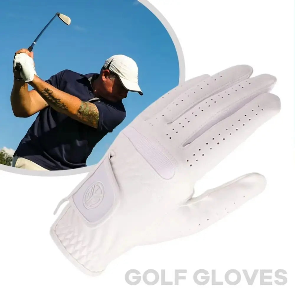 Sheepskin Men's Sports Golf Glove Breathable White Leather Golfing Glove Single Left Hand Maximum Grip Golf Gloves Golfer