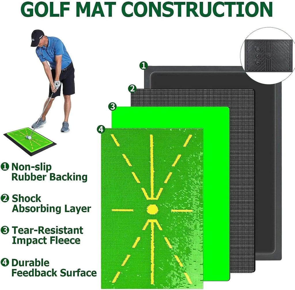 Golf Chipping Game with Golf Hitting Mat, 6x4FT Golf Training Mat Golf Practice Mat Kits Indoor Outdoor Golf Accessories