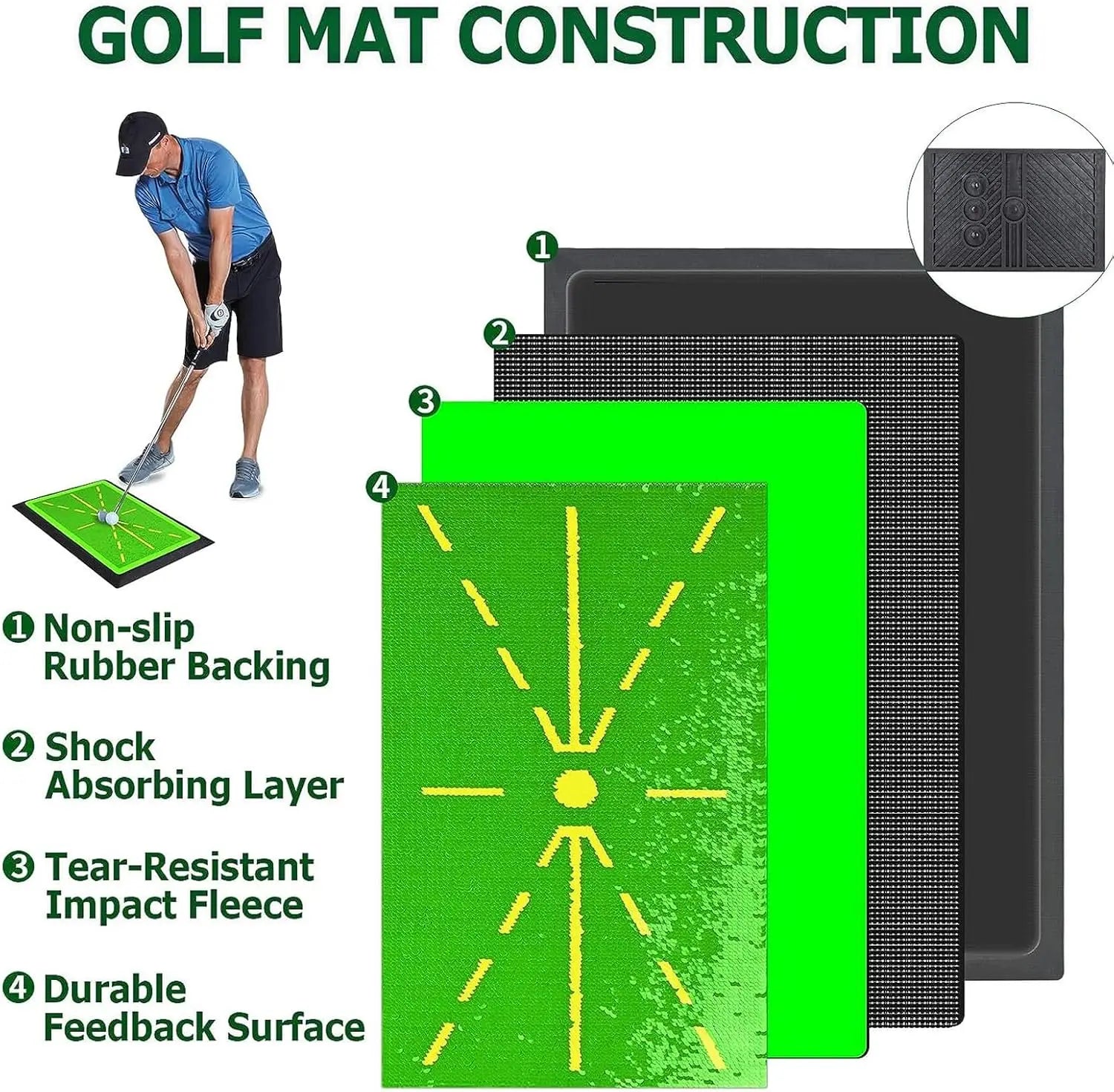 Golf Chipping Game with Golf Hitting Mat, 6x4FT Golf Training Mat Golf Practice Mat Kits Indoor Outdoor Golf Accessories
