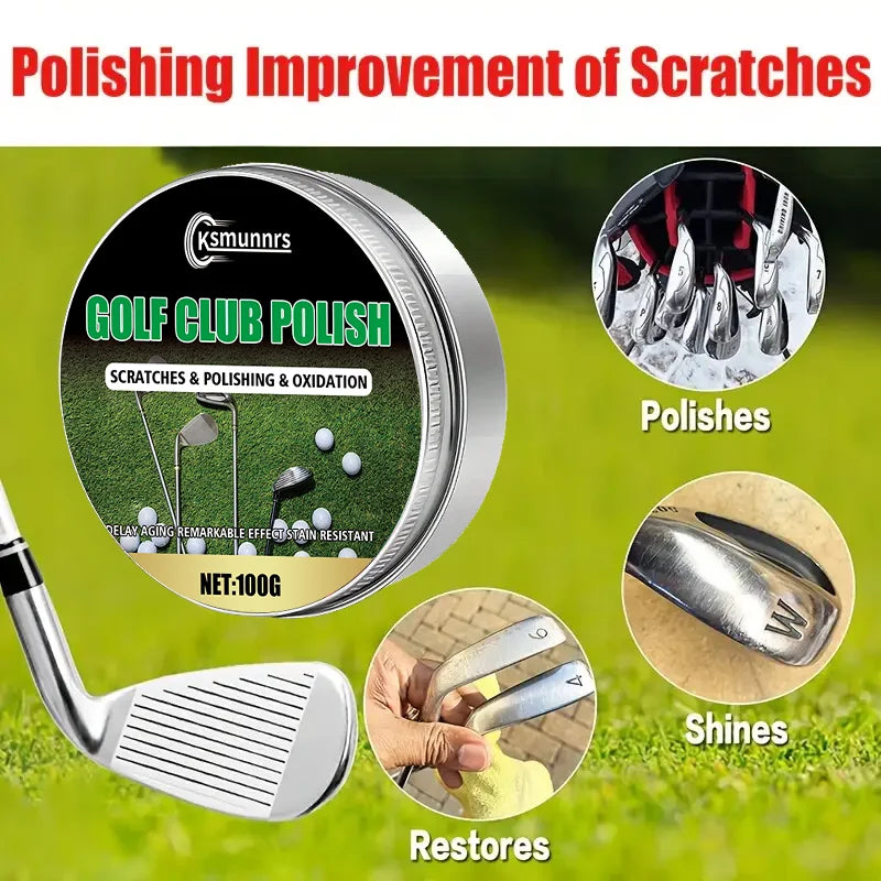 Golf Club Cleaning Kit with Polishing Paste - Includes Sponge, Restores Shine & Protects Against Tarnish, Ideal for All Golfers