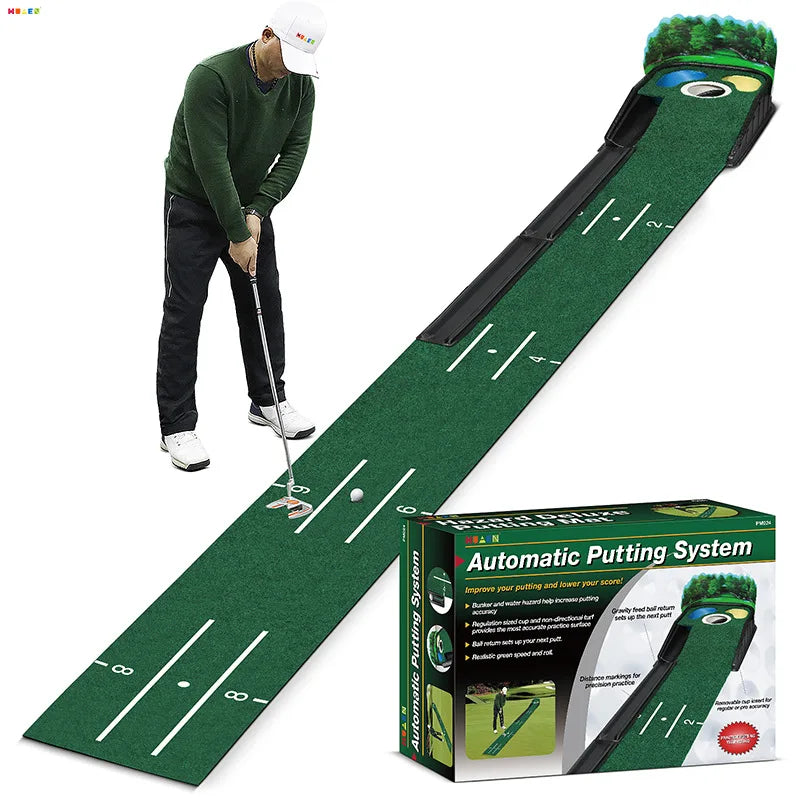 Golf Putting Green, Mat for Indoors, Putting Matt with Ball Return and 3 Holes, Training and Practice Equipment at Home Office