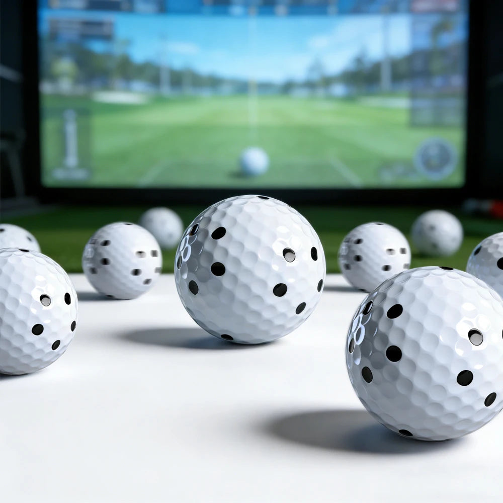 6 Pcs Indoor Simulators Dedicated Golf Balls 6 Side 5 Dots Pattern for Accurate Launch Monitor Data Indoor Training Bulk