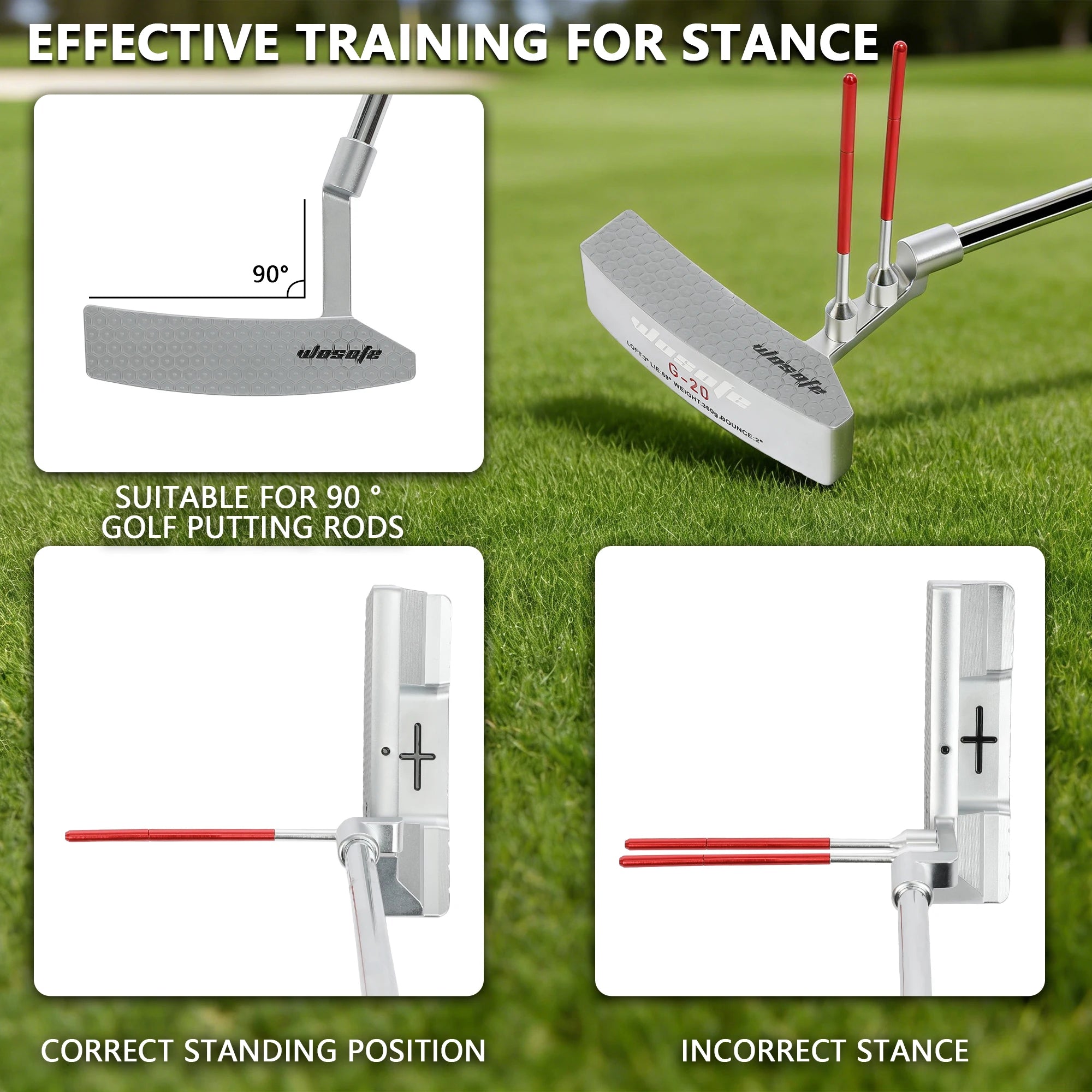 1PC Golf Putter Training Aid, Portable Golf Alignment Stick, Golf Practice Training Equipment for Posture & Path Improvement