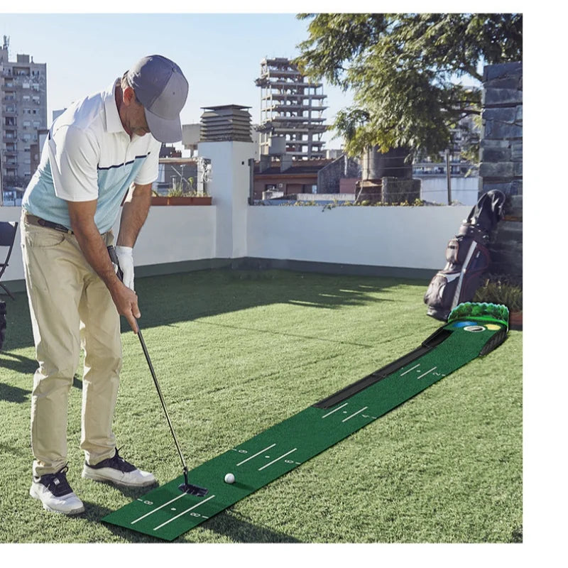 Golf Putting Green, Mat for Indoors, Putting Matt with Ball Return and 3 Holes, Training and Practice Equipment at Home Office