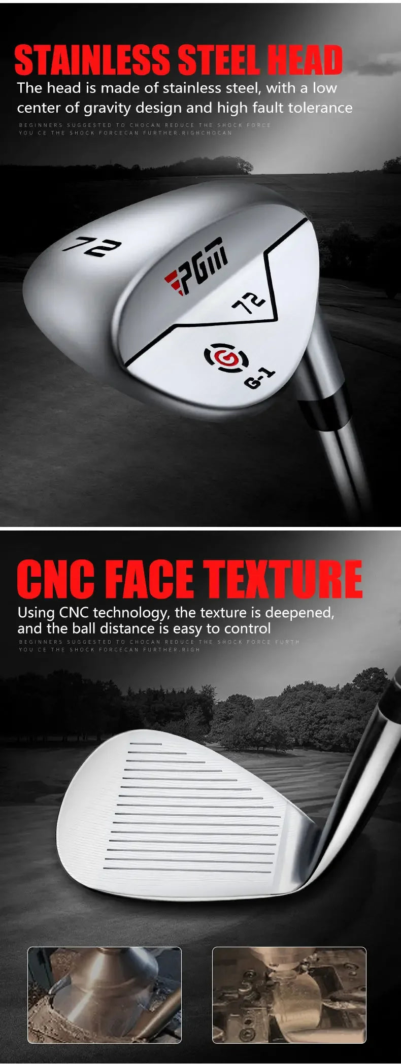 PGM Golf Clubs for Men Right Handed Golf Club Sand Pole Stainless Steel Irons Wedges 72 Degree CNC Texture Golf Supplies
