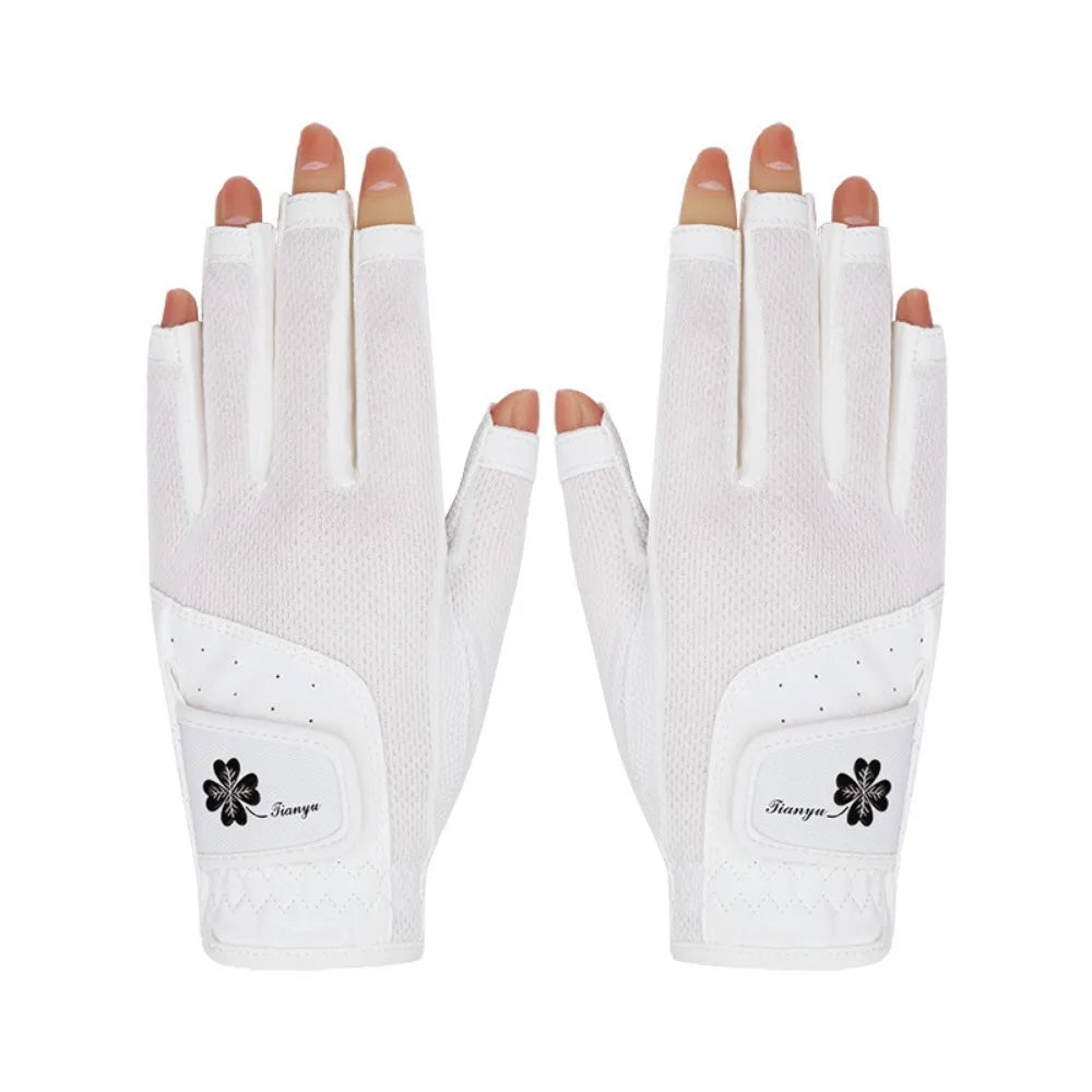 Comfortable Women's Sport Gloves Fingerless Non-slip Ladies Golf Gloves Left Right Hand Breathable Golf Mittens Golf Accessories