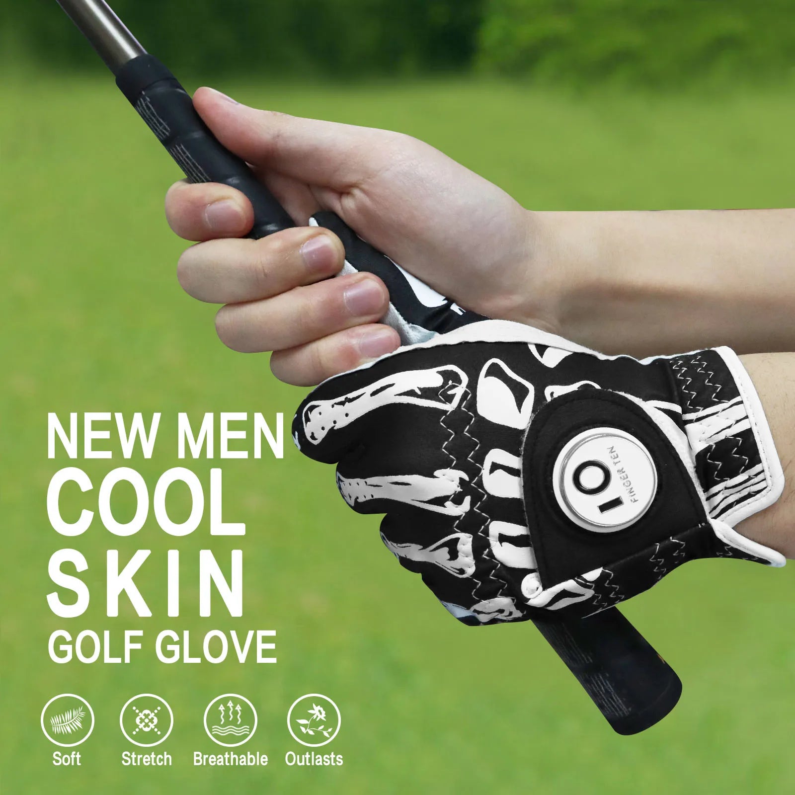 Golf Gloves Men Left Hand with Ball Marker 2/3 Pack, Mens Golf Glove All Weather Grip, Fit Size S M ML L XL