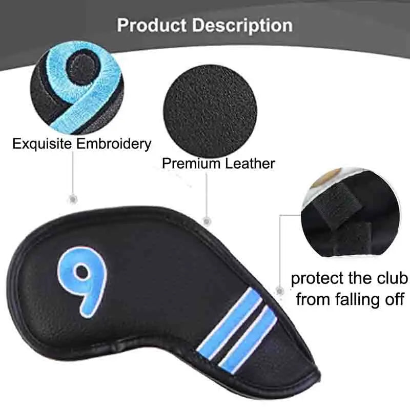 11 Pcs Of Golf Club Head Covers Made Of Waterproof Material With Velcro Fasteners, Paired With Digital Golf Equipment Accessorie