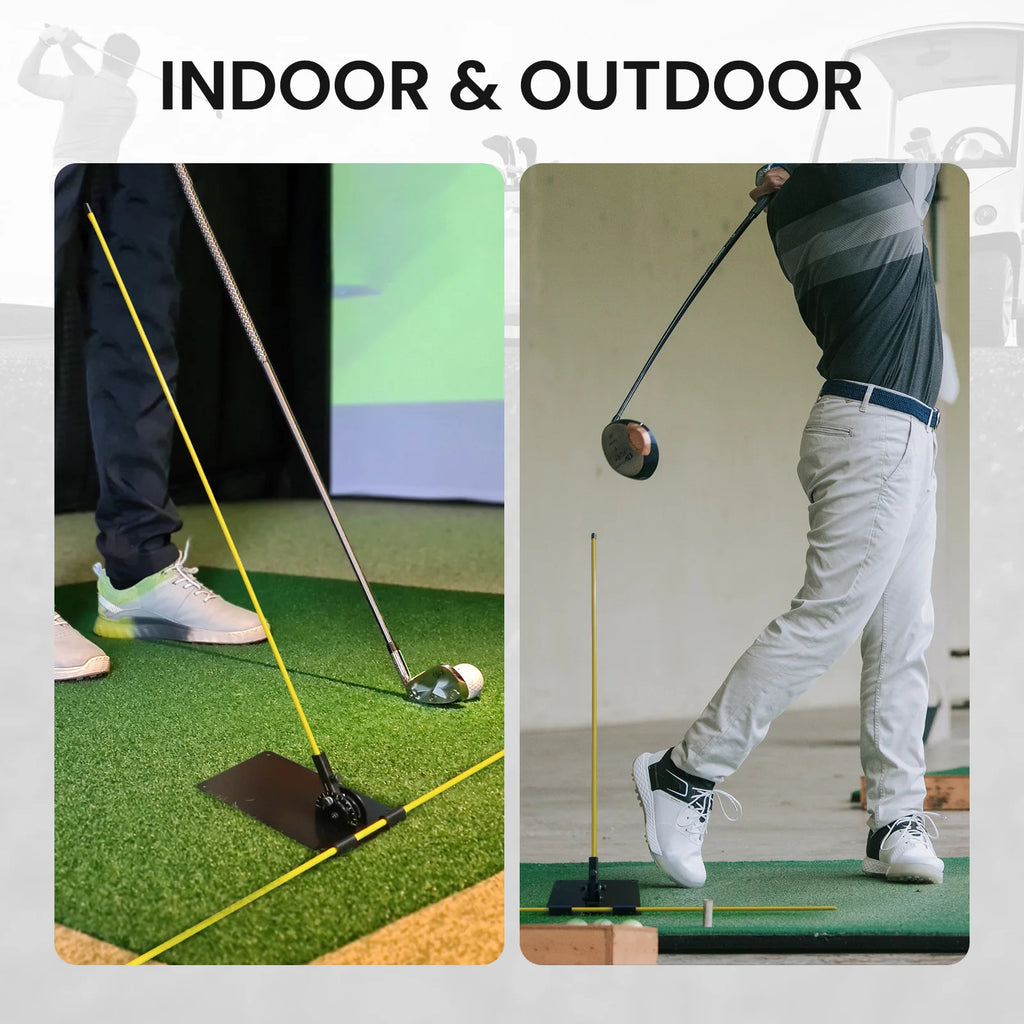 Golf Practice Plate with 180° Adjustable Guide, Durable Metal Plane Trainer Aid for Aiming Putting Swing & Golf Teaching