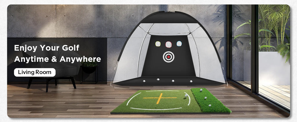 Golf Mat with Dual Turf | Golf Hitting Mat with Standing Guide-Line & Swing Path Line, 5x4ft Thickened Green Turf Practice Mats