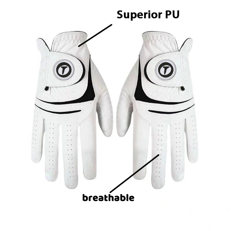 Hot Golf Gloves for Men Left and Right Hand PU with Lambskin Material Comfortable Breathable Wear Resistant Sports Golf Gloves