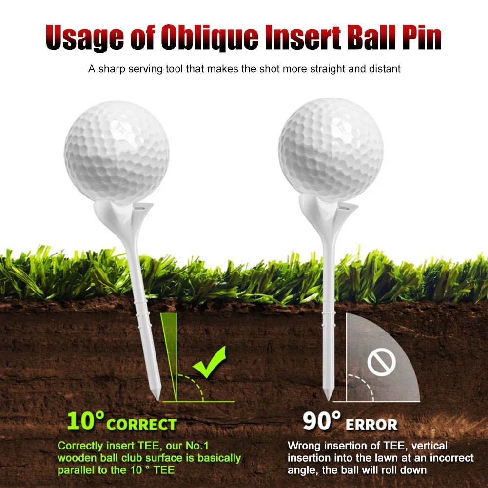 20/40PCS BambooGolf Tees Holder Ball Nail 10 Degree Oblique Insertion Reusable Tee for golfer gift golf ball holder 골프tee