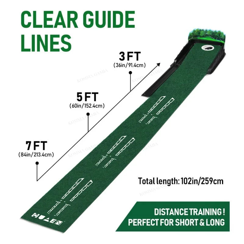 Golf Trainer Mat Portable Putting Green Mini Golf Green Putter Mat Portable Indoor and Outdoor Golf Practitioner For Home Office