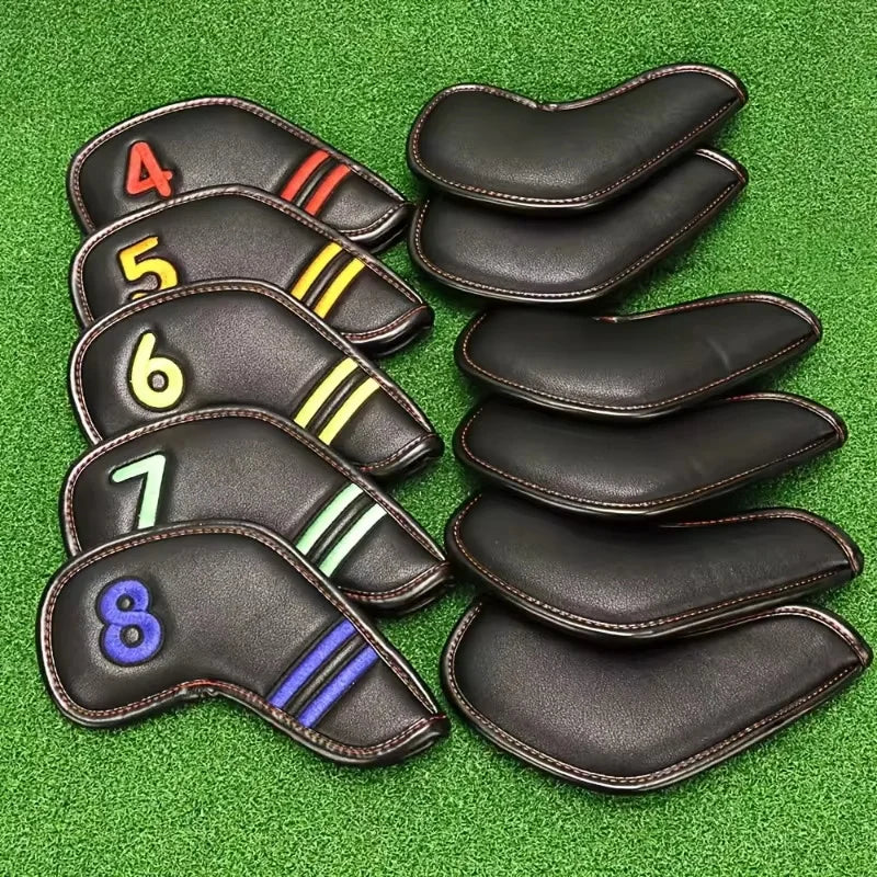 11 Pcs Of Golf Club Head Covers Made Of Waterproof Material With Velcro Fasteners, Paired With Digital Golf Equipment Accessorie