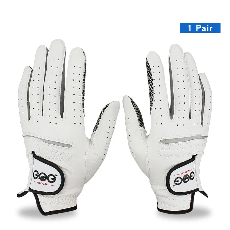Pack 1 Pcs Golf Gloves Men Left/Right Hand Soft Breathable Pure Sheepskin Genuine Leather With Anti-Slip Granules Men Golf Glove