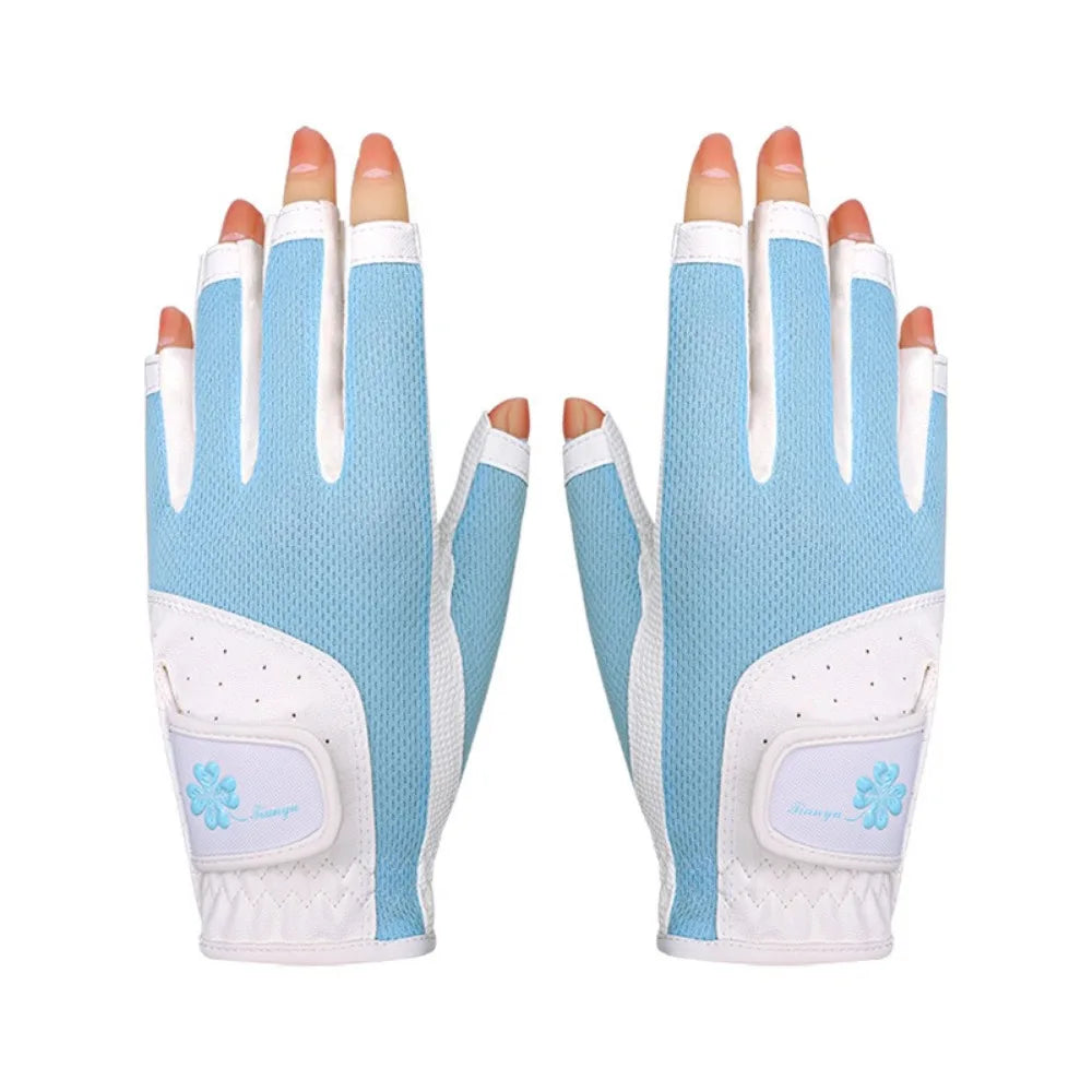 Comfortable Women's Sport Gloves Fingerless Non-slip Ladies Golf Gloves Left Right Hand Breathable Golf Mittens Golf Accessories
