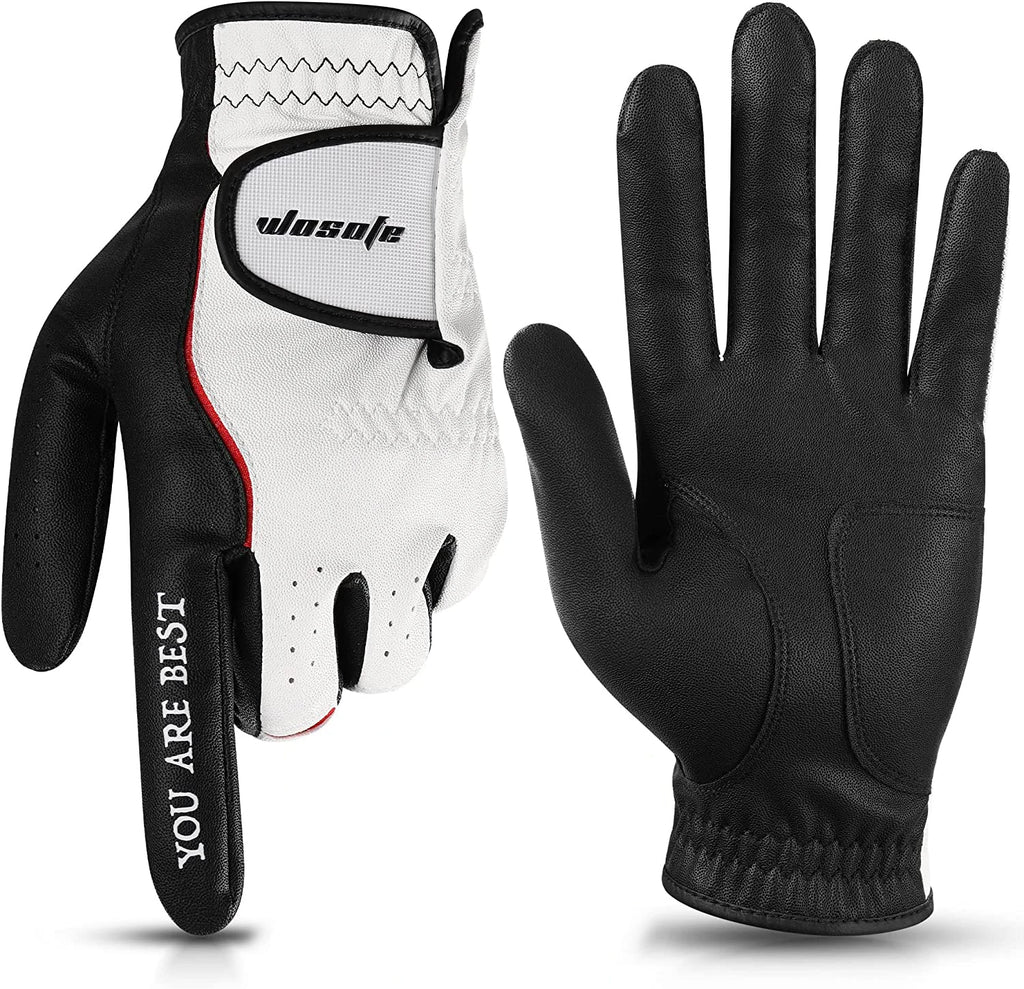 Men’s Golf Glove Left Hand Premium Leather Excellent Grip Super Soft Breathable Durable Fit All Weather