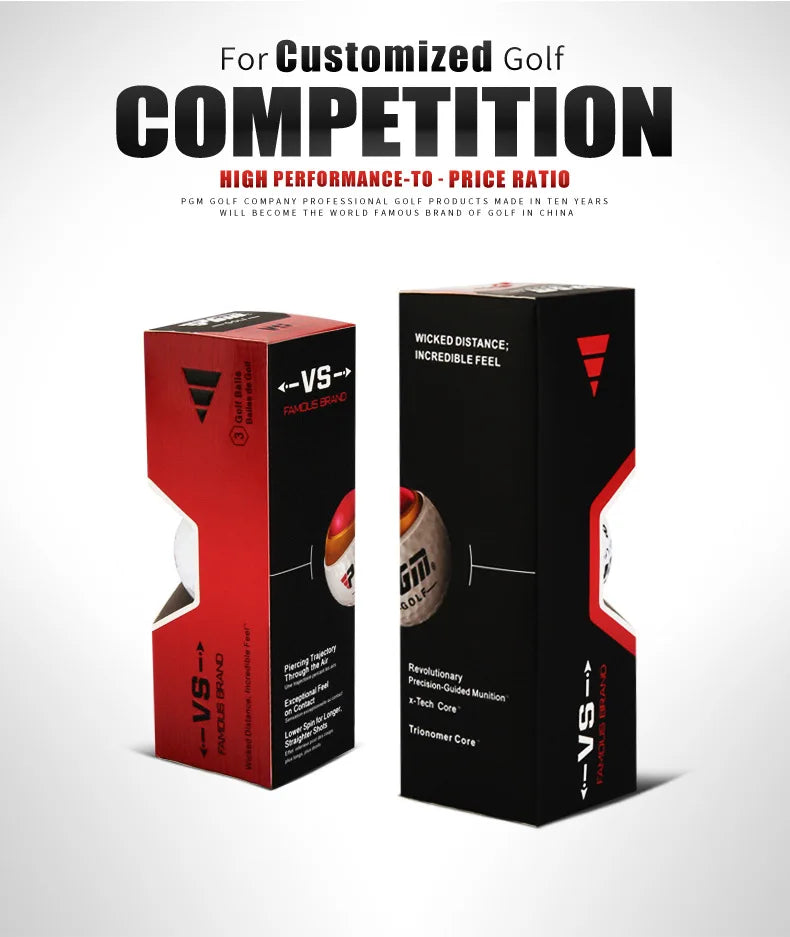 PGM Golf Ball Three-layer Match Balls Gift Box Package Synthetic Rubber Material