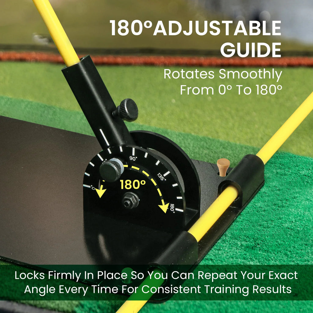 Golf Practice Plate with 180° Adjustable Guide, Durable Metal Plane Trainer Aid for Aiming Putting Swing & Golf Teaching