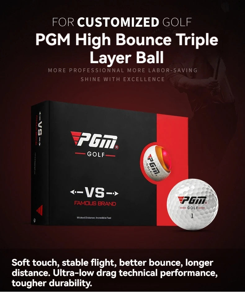 PGM Golf Ball Three-layer Match Balls Gift Box Package Synthetic Rubber Material