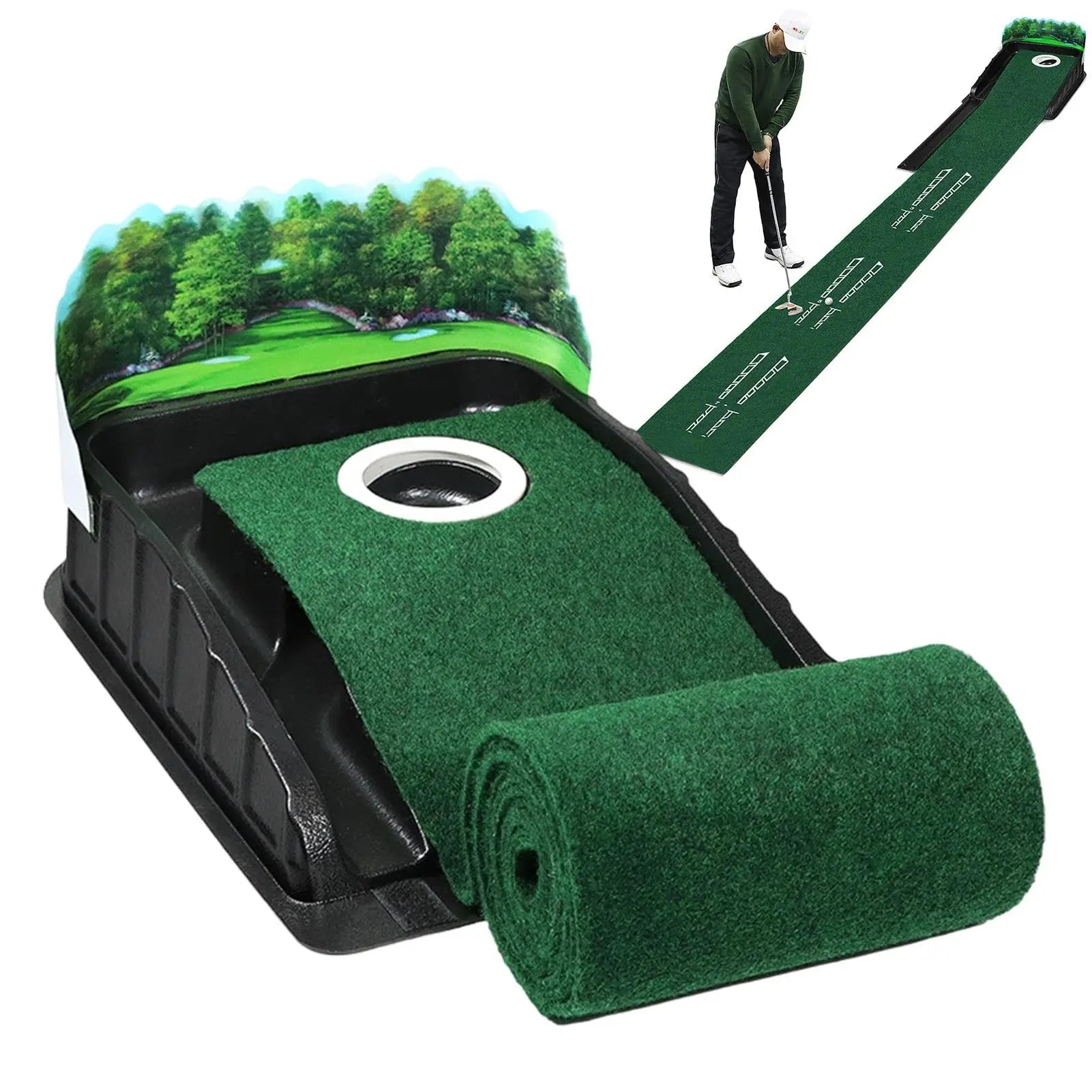 Golf Trainer Mat Portable Putting Green Mini Golf Green Putter Mat Portable Indoor and Outdoor Golf Practitioner For Home Office