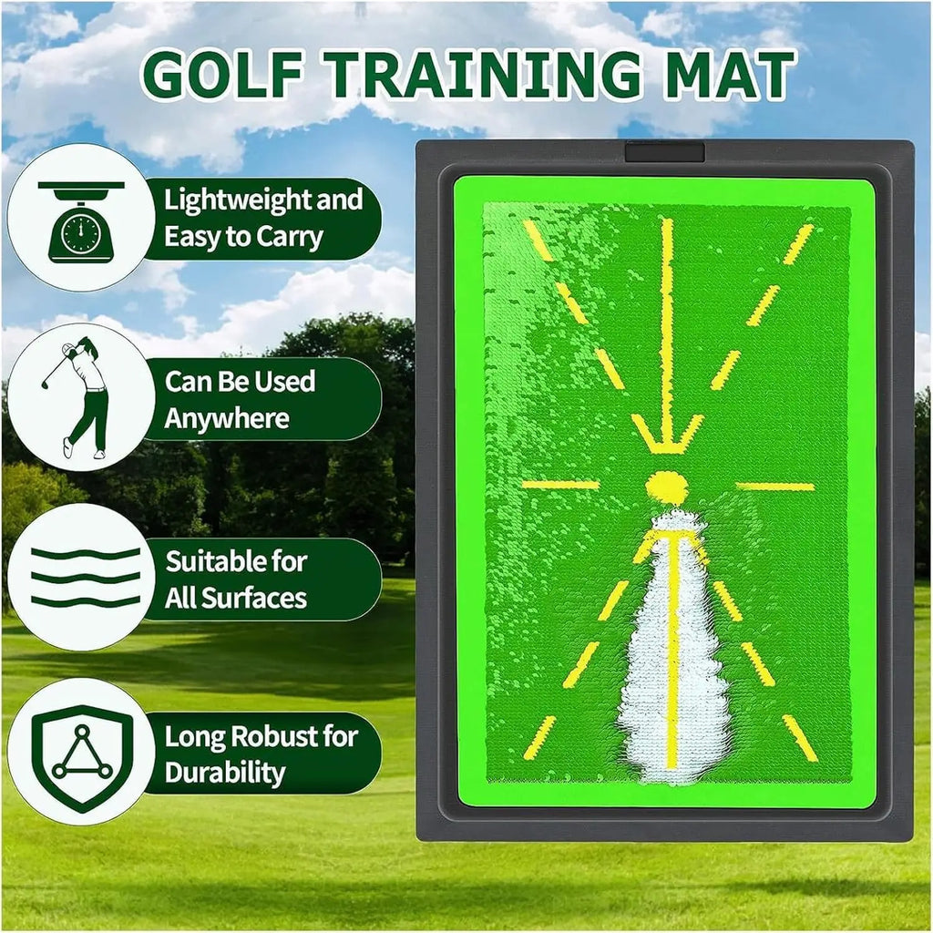 Golf Chipping Game with Golf Hitting Mat, 6x4FT Golf Training Mat Golf Practice Mat Kits Indoor Outdoor Golf Accessories
