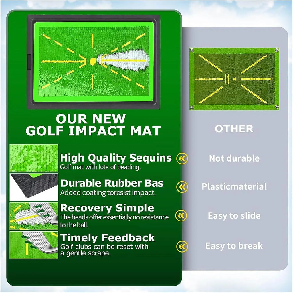 Golf Chipping Game with Golf Hitting Mat, 6x4FT Golf Training Mat Golf Practice Mat Kits Indoor Outdoor Golf Accessories
