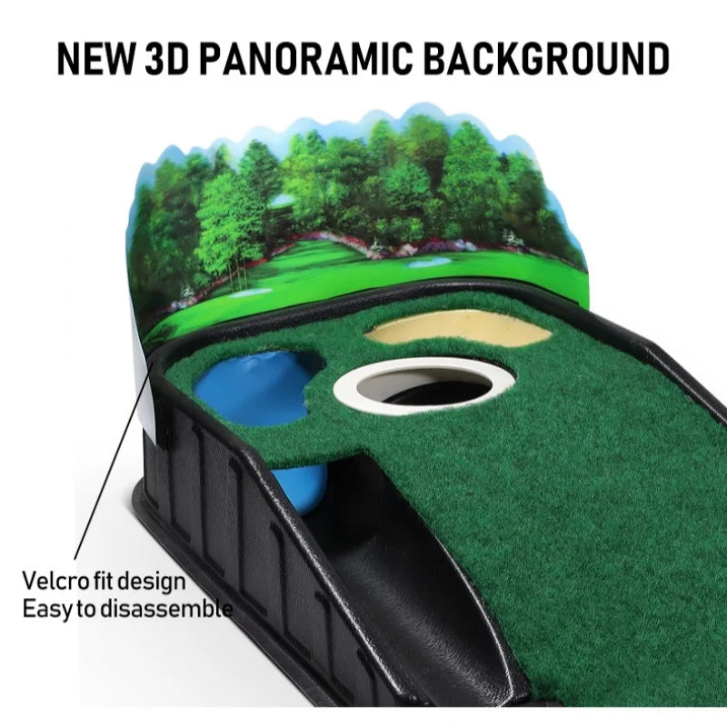Golf Putting Green, Mat for Indoors, Putting Matt with Ball Return and 3 Holes, Training and Practice Equipment at Home Office