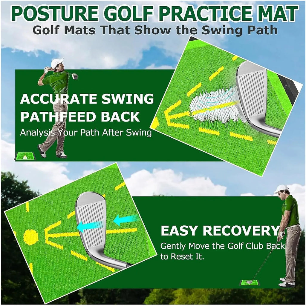 Golf Chipping Game with Golf Hitting Mat, 6x4FT Golf Training Mat Golf Practice Mat Kits Indoor Outdoor Golf Accessories