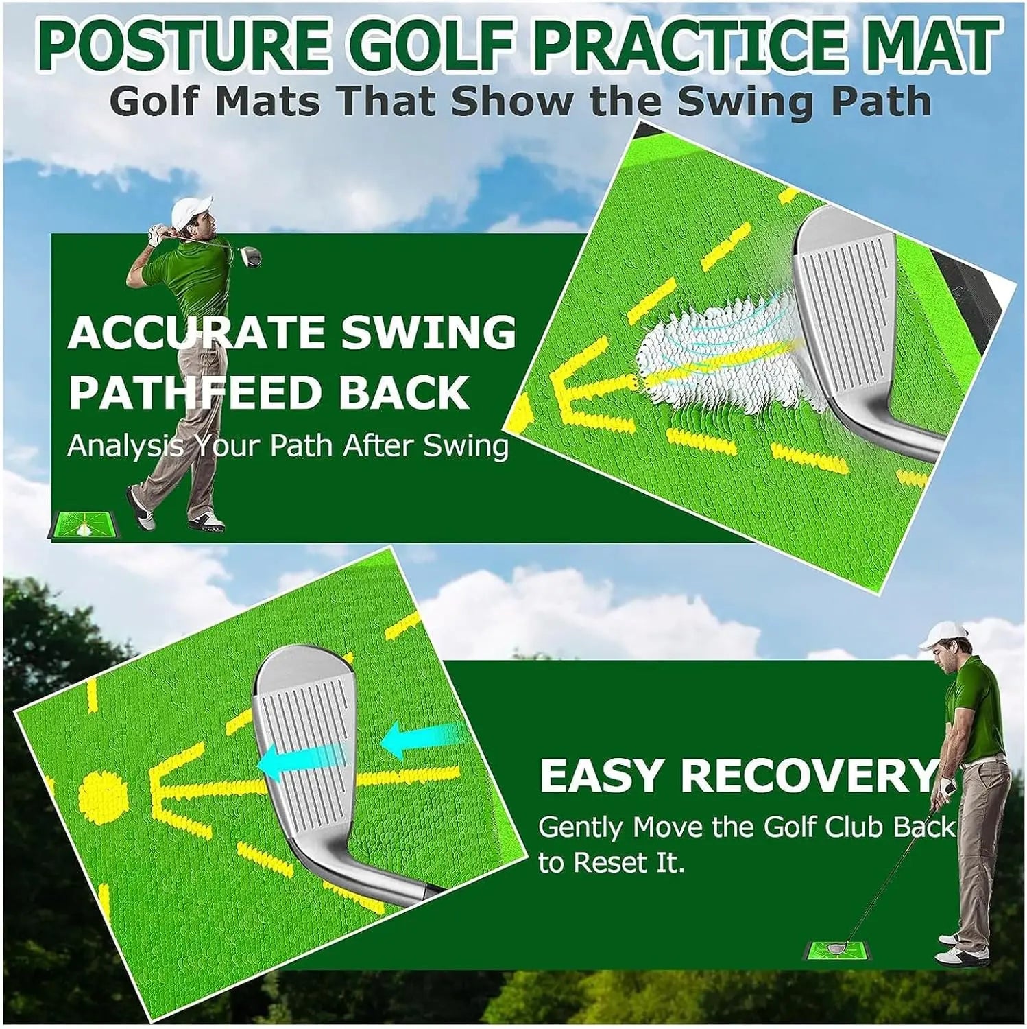 Golf Chipping Game with Golf Hitting Mat, 6x4FT Golf Training Mat Golf Practice Mat Kits Indoor Outdoor Golf Accessories