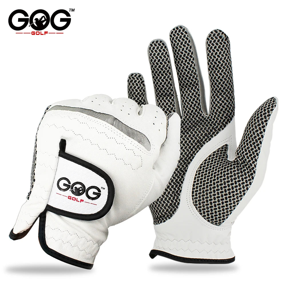 Pack 1 Pcs Golf Gloves Men Left/Right Hand Soft Breathable Pure Sheepskin Genuine Leather With Anti-Slip Granules Men Golf Glove