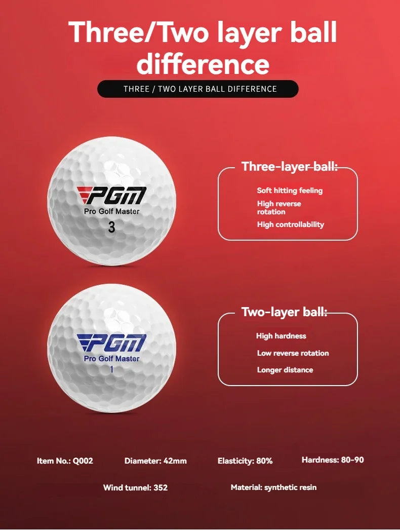 PGM Official 3-Layer Premium Golf Balls Practice Compet Performance Training for Distance Straight Shots Golf Design for Sports