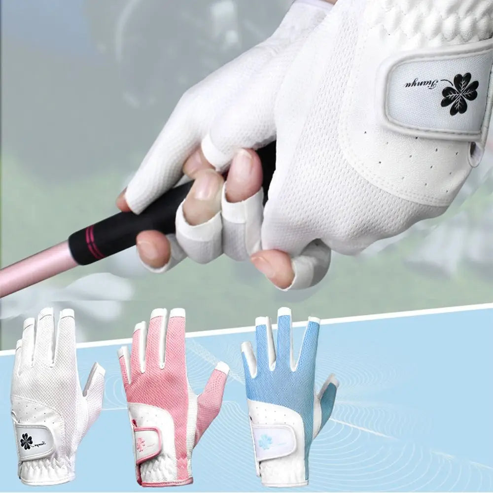 Comfortable Women's Sport Gloves Fingerless Non-slip Ladies Golf Gloves Left Right Hand Breathable Golf Mittens Golf Accessories