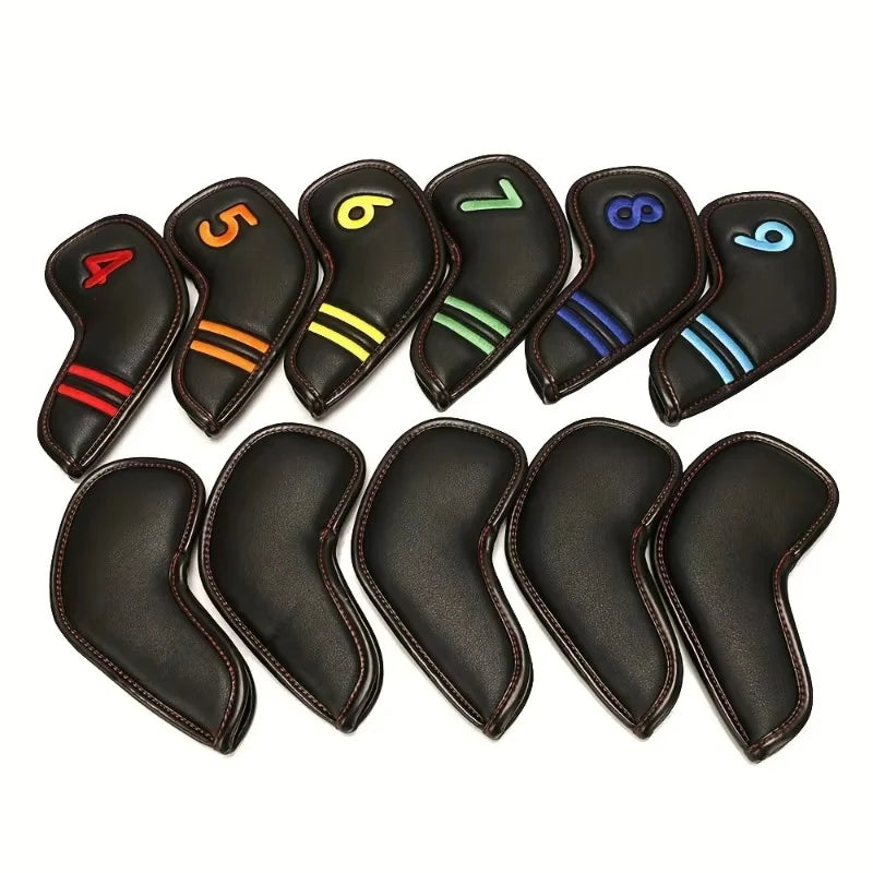 11 Pcs Of Golf Club Head Covers Made Of Waterproof Material With Velcro Fasteners, Paired With Digital Golf Equipment Accessorie