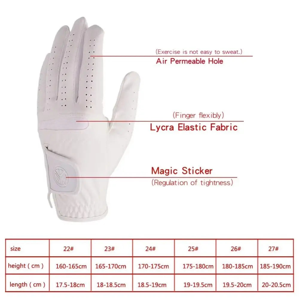 Sheepskin Men's Sports Golf Glove Breathable White Leather Golfing Glove Single Left Hand Maximum Grip Golf Gloves Golfer