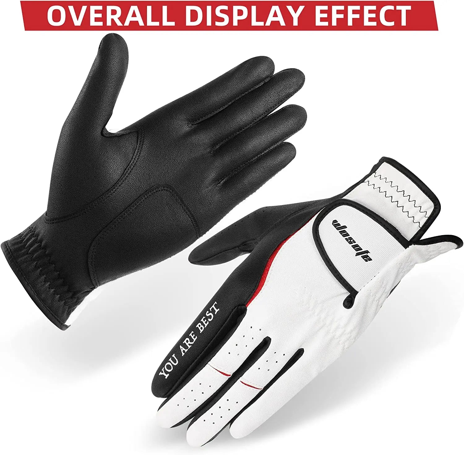 Men’s Golf Glove Left Hand Premium Leather Excellent Grip Super Soft Breathable Durable Fit All Weather