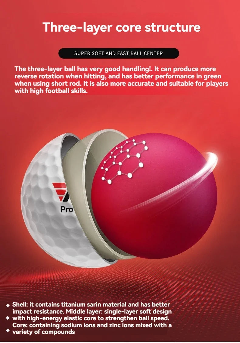 PGM Official 3-Layer Premium Golf Balls Practice Compet Performance Training for Distance Straight Shots Golf Design for Sports