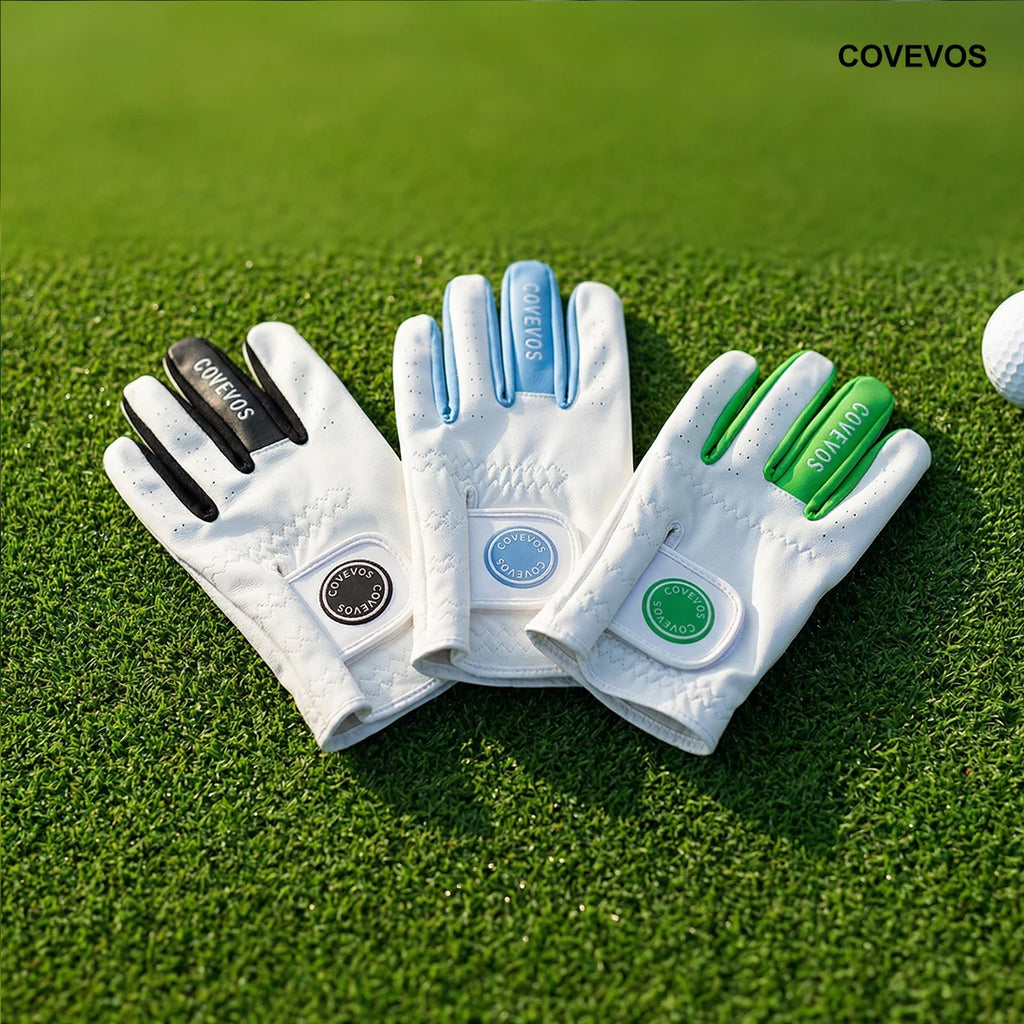 A good golf glove with ergonomic design of ventilation holes and wrist buckle to enhance swing stability