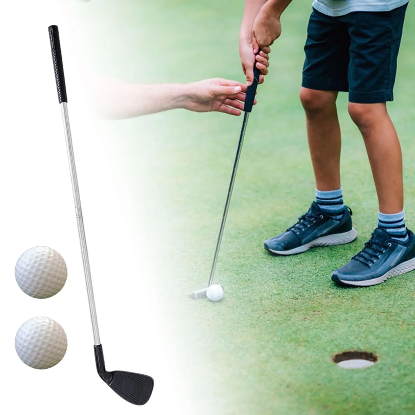 Golf Chipper Club with 2 Golf Balls Portable Telescopic Golf Shaft Golf Wedge Right Handed for Adults Kids Golf Training