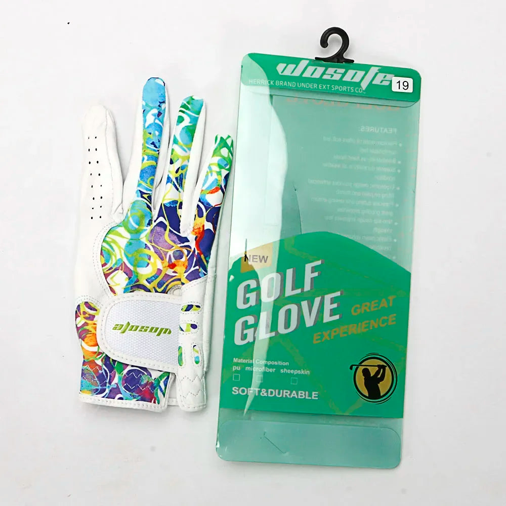 1 Pair(2Pcs) Anti-slip Golf Gloves Women's Left and Right Hand Soft Breathable Pure Sheepskin Gloves for Lady Female 18/19/20/21