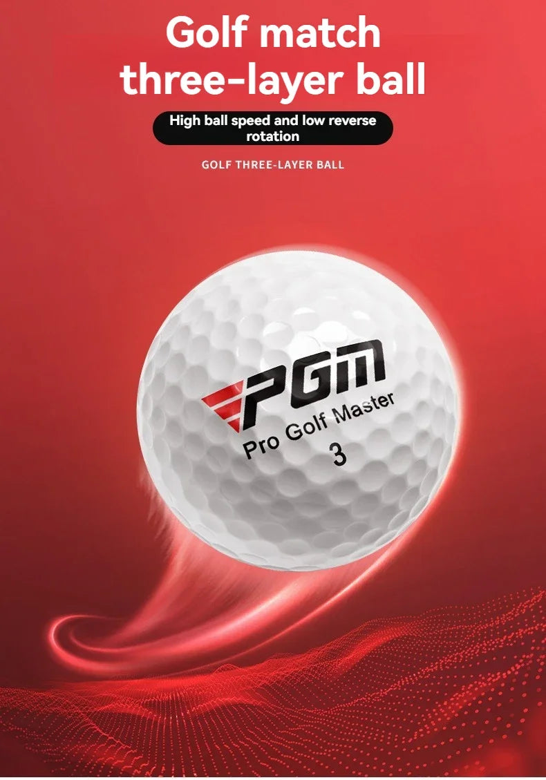 PGM Official 3-Layer Premium Golf Balls Practice Compet Performance Training for Distance Straight Shots Golf Design for Sports