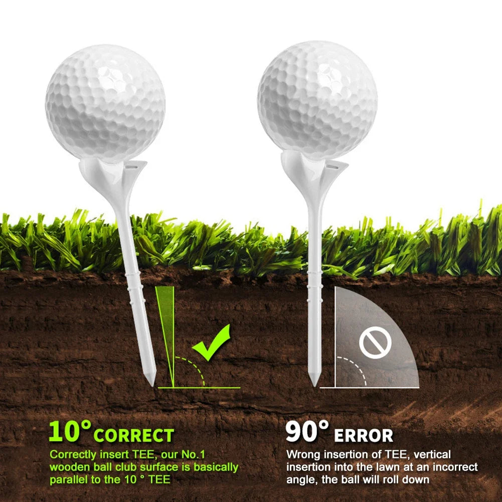 20/40PCS BambooGolf Tees Holder Ball Nail 10 Degree Oblique Insertion Reusable Tee for golfer gift golf ball holder 골프tee
