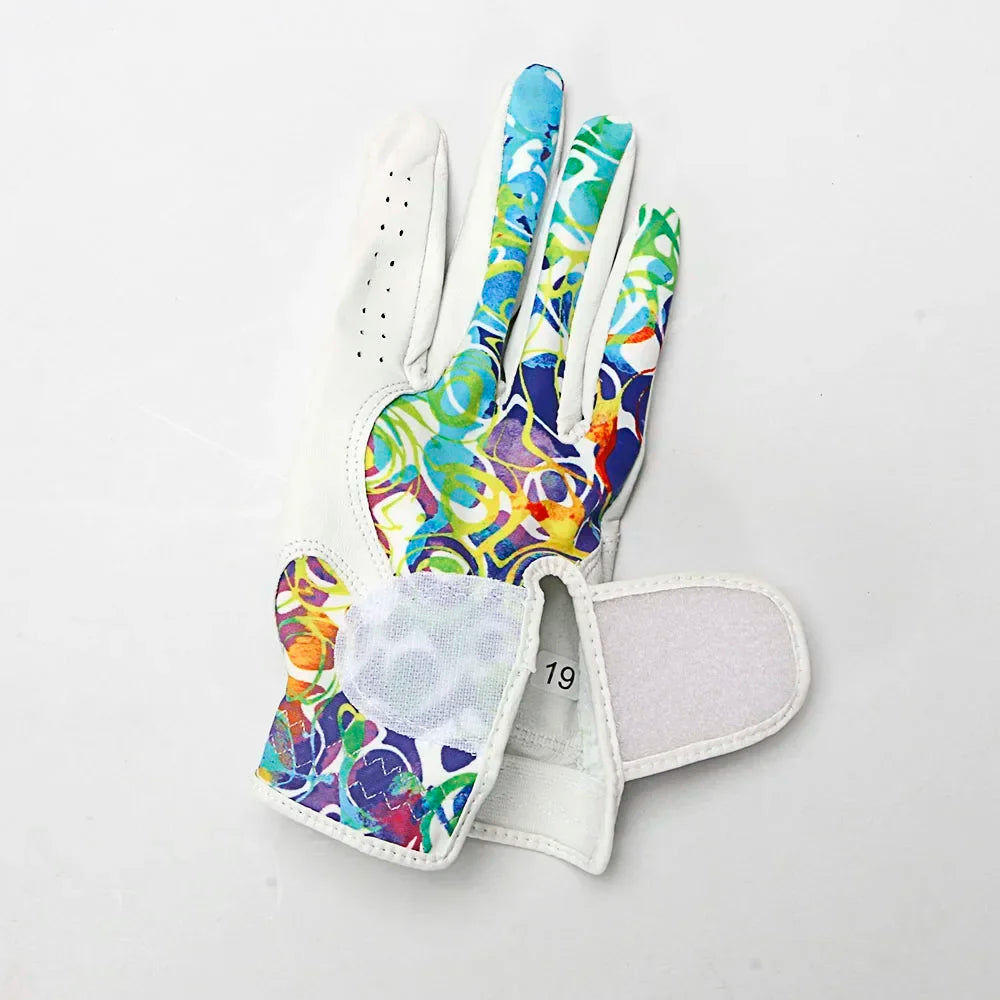 1 Pair(2Pcs) Anti-slip Golf Gloves Women's Left and Right Hand Soft Breathable Pure Sheepskin Gloves for Lady Female 18/19/20/21