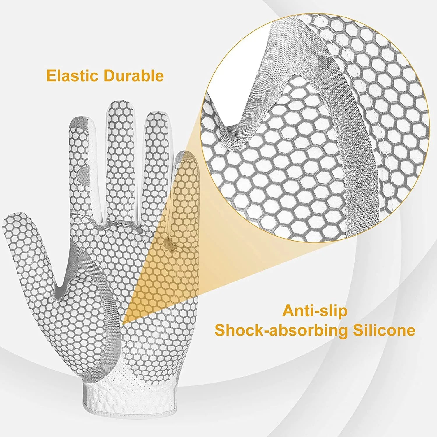 Men's Left Hand Golf Glove, Breathable Anti-Slip Nanofiber, Lightweight Durable, Silicone Grip, Stretch Magic Tape, Washable, Su