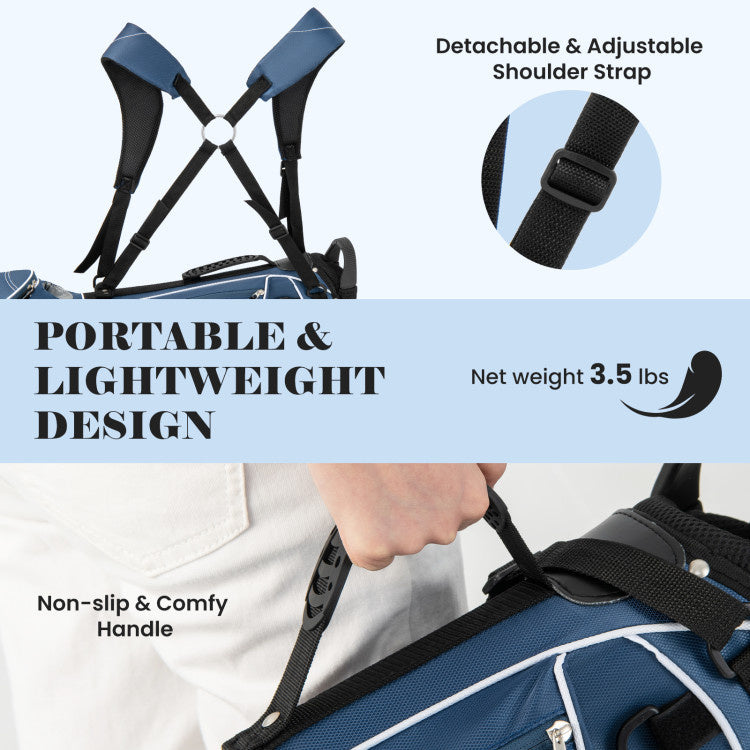 Golf Stand Cart Bag with 4 Way Divider Carry Organizer Pockets