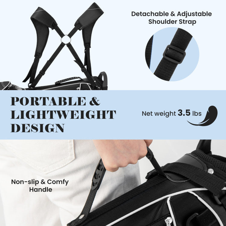 Golf Stand Cart Bag with 4 Way Divider Carry Organizer Pockets