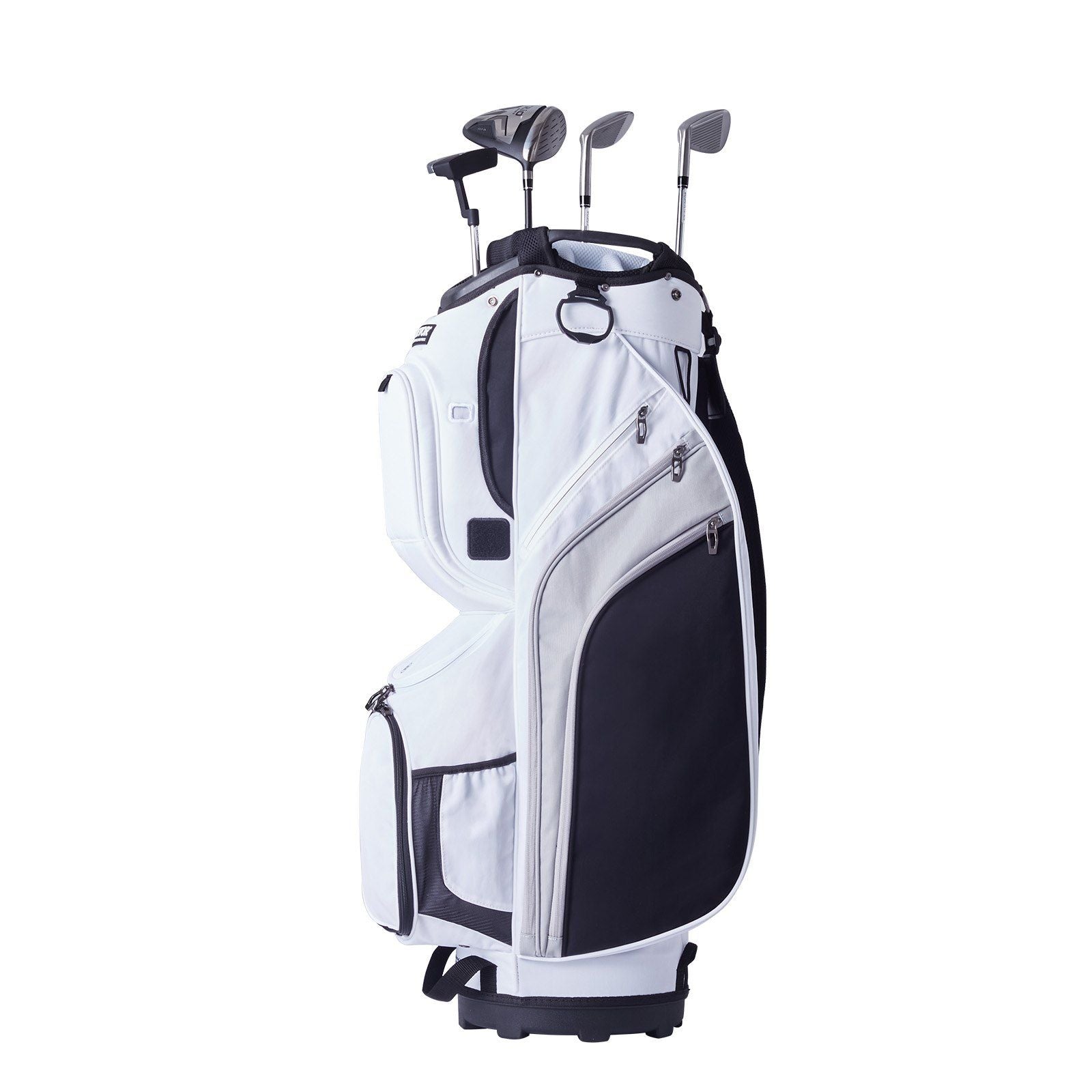 Golf Cart Bag with 14 Way Organizer Divider Top, 36' 13 Pockets Premium Nylon Cart Bag, Durable Golf Bags with Handles & Dust Cover & Detachable Straps for Men & Women, White Color-Block